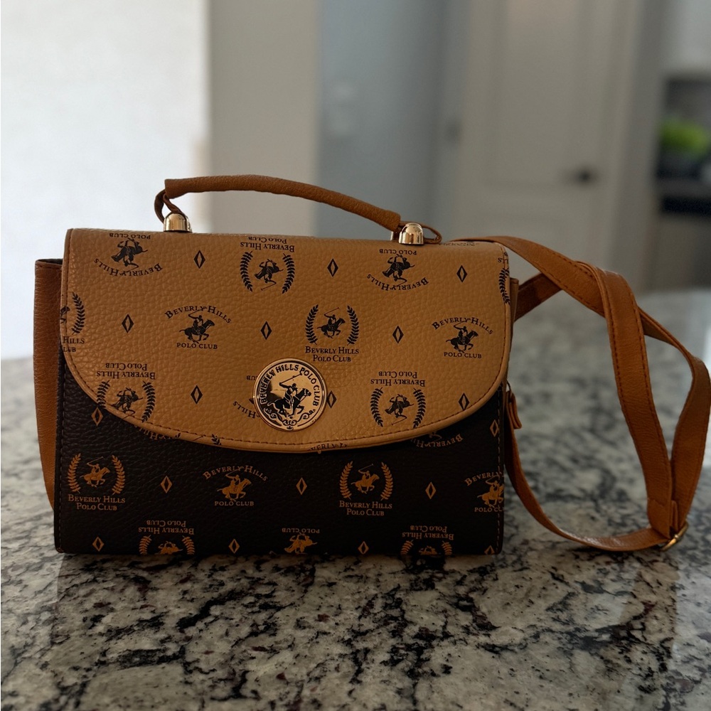 Beverly Hills Polo Club Brown and Tan Crossbody Bag